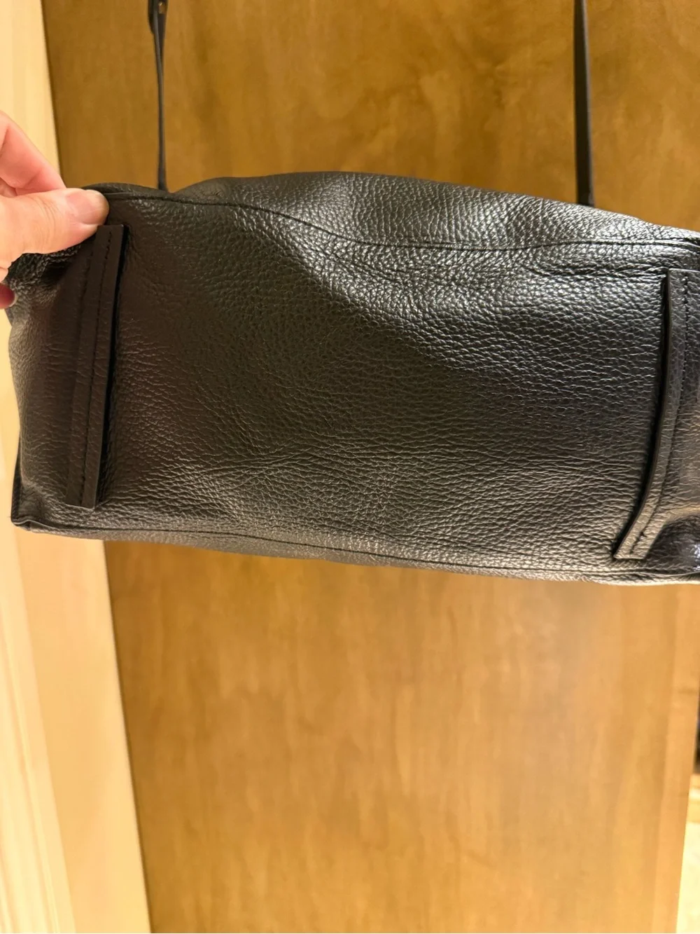 Banana Republic Black Pebbled Leather Tote with Removable Strap